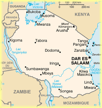carte de Tanzanie